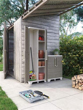 Keter Wood Grain Armadio Portascope, Grigio con Porte Imitazione Legno, 68 x 39 x 182 cm