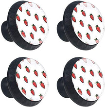 Fragole Su Bianco Pomelli per Porta Set di 4 Pomelli per Mobili Manopole per Cassetti Cucina Armadio Vetro