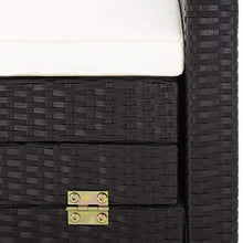 SKM Divano Letto a 3 Posti Estendibile con Tetto Polyrattan Nero