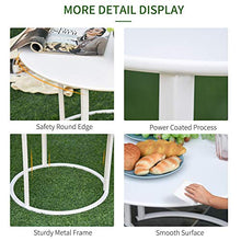 giordano shop Set 2 Tavoli da Giardino Sovrapponibili Ø70 cm e Ø50 cm in Ferro Bianco
