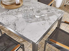 Beliani Set di Tavolo Grigio HPL Simil Marmo 180 cm e 6 Sedie Tessuto Grigio GROSSETO