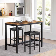 VASAGLE Sgabelli da Bar, Set di 2 Sgabelli da Pranzo Imbottiti in PU, 40 x 30 x 62 cm, Senza Schienale, Montaggio Semplice, Industriale, Sala da Pranzo, Cucina, Cuscino Nero e Telaio Nero LBC068B81