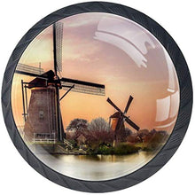 Windmills at Sunset Pomelli per Porta Set di 4 Pomelli per Mobili Manopole per Cassetti Cucina Armadio Vetro
