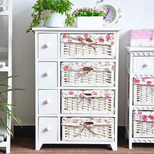 Lw Shelf Mobili Paulownia Bianco a 4 Strati del cassetto del Governo sul Petto con Cestini di vimini-52 × 30 × 74 Centimetri