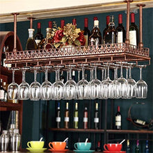 MFLASMF Metal Ceiling Wine Racks Storage, Black Bronze Wine Goblet Stemware Glass Rack, Hanging Wine Glass Holder Bar Decoration Display Shelf (Size : 60×35cm)