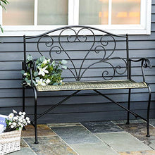 Panchina 2 Posti da Giardino 100x50x88 cm in Ferro Nero e Bronzo
