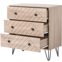 Comodino con 3 cassetti, Comodino per camera da letto, legno, 72x35x75.5cm
