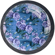 Fiori e boccioli blu Pomelli per Porta Set di 4 Pomelli per Mobili Manopole per Cassetti Cucina Armadio Vetro