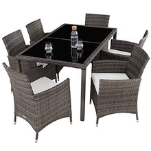 TecTake 403397 Set di Mobili, Poli Rattan 6+1, Arredamento Giardino, Involucro Protettivo, Viti in Acciaio Inox, Grigio