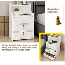 RR-YRN Comodino da Camera da Letto A 3 Cassetti con Chiusura A 3 Cassetti, Moderno Tavolo da Comodino Bianco, Comodino Semplice da Camera da Letto da Comodino, Cassetto per Stoccaggio
