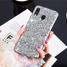 Saceebe Compatibile con Galaxy A20/A30 Custodia Silicone TPU Paillettes Glitter Strass Silicone TPU Case PC Coperture [placcatura bordo] Bumper Case Ultra Sottile Antigraffio,argento&