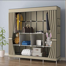 YAYI Armadio in tela, portatile, con 4 binari da appendere, colore: beige