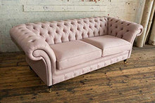 JVmoebel Chesterfield, divano a 3 posti, in pelle, colore rosa
