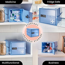 Lockabox One™ | Contenitore con serratura compatto e igienico per alimenti, medicinali e sicurezza della casa (Medi Blue)