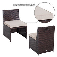 Outsunny Set Mobili da Giardino in Rattan 5pz Tavolo Pranzo 4 Sedie con Cuscini