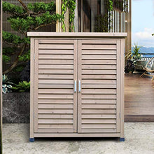 QILIN Ripostiglio da Giardino, Armadio di Stoccaggio in Legno per Esterni, con 2 Ante E Ripiani Impiombati, Molto Adatto per Casa, Giardino, Terrazza E Balcone (Colore caffè Chiaro)