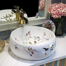Gorheh Lavabo Bagno in Porcellana con Motivi Floreali Rotondi