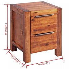 Comodino in legno massello di acacia comodino marrone con 2 cassetti, 45 x 42 x 58 cm