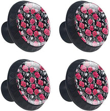Red Rose Flower Pattern Spider Net Grey Pomelli per Porta Set di 4 Pomelli per Mobili Manopole per Cassetti Cucina Armadio Vetro