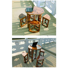 5 pezzi di combinazione di tavolo e sedia in legno massello anticorrosivo da patio patio esterno rotondo tavolo da pranzo e sedia retrò, set di mobili per veranda, per caffè / bar / ristorante