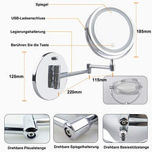 AUPERTO - Specchio cosmetico a LED, montaggio a parete, ingrandimento 1x/5x, touchscreen, illuminazione a 360°, per bagno (7 pollici)