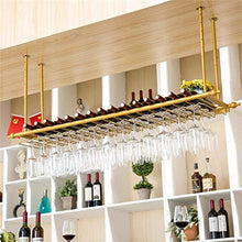 IAIZI Bar/Pub Wine Rack Ripiani con Supporto Calici Floating - Muro Hanging Ferro Vino E Bottiglie di Vetro Cabinet Organizer - Gold Frame - Parete Soffitto Decor (Size : 100cm)