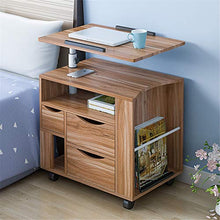 Comodino Multifunzionale moderna Rolling Wood Comodini Tavolo computer Comodino con cassetti, regolabile in altezza da letto Side Governo di immagazzinaggio su ruote for casa e ufficio Multifunzionale