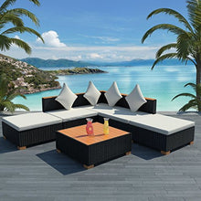 vidaXL Set Divani da Giardino 6 pz con Cuscini in Polyrattan Nero Sofa Esterni