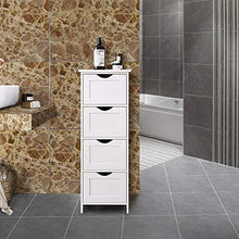 YIZHE Mobiletto Bagno con 4 Cassetti, Piccolo Mobile da Bagno, Mobiletto con Supporto a Pavimento e Armadietto di Legno