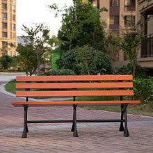 Panchina da Giardino Vintage All'aperto, 120 Cm / 150 Cm, Panca per Patio in Legno di Plastica per 3 Persone con Schienale E Bracciolo, Struttura in Ghisa Robusta E Durevole