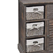 FAMIROSA Armadietto in Legno con 3 Cestini Intrecciati Marroni