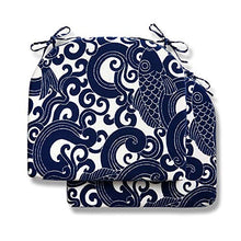 Cuscino rotondo impermeabile per esterni e interni, 43,2 x 40,6 x 5,1 cm, blu carpa, confezione da 2