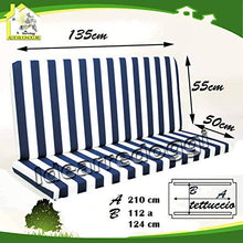 C.S. Cuscino per Dondolo lastra 135 Cm 3 Posti Bianco/Blu