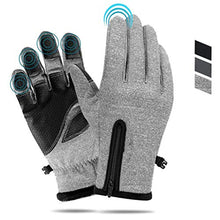 ASFD Guanti Caldi Antivento Guanti con Cerniera per Esterni Guanti Touch Screen con Dita Intere Grigio M.
