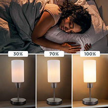 B.K.Licht lampada da comodino, intensità della luce regolabile su 3 livelli con la funzione touch, Lampadina non inclusa E27 da max.25W, lampada da tavolo piccola, abat-jour in metallo e vetro