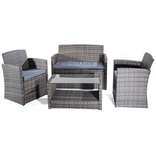VERDELOOK Salotto Giardino Lipari in polyrattan, 1 Divano, 2 poltrone, Tavolo Grigio Melange