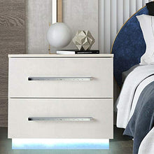 1x comodino da comodino moderno con luci a LED lucide con 2 cassetti bianchi