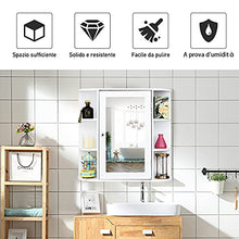 GOPLUS Armadietto con 4 Ripiani e Sppechio da Bagno, 66x63x12,5 cm (Bianco)