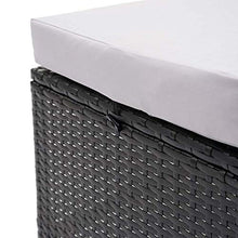 Mendler Panca panchina HWC-G16 polyrattan 112cm Nero Cuscino Grigio Chiaro
