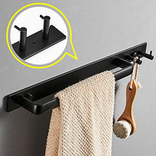 Gabriera, Portasciugamani da parete con 2 ganci, in alluminio, per bagno e cucina, 15,2 cm Nero