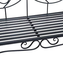 miozzi Panchina da Giardino 2 Posti in Metallo Nera 133x51.5x90 cm