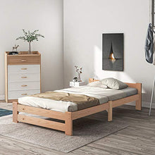 Letto in legno massiccio con testiera e rete a doghe, naturale (200 x 90 cm)