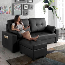 ECO-DE Divano letto con funzione massaggio BELLAGIO Color Nero Con Ottomana ECO-8220