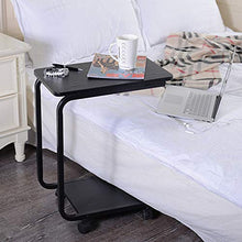Tavolino A Forma di U. Comodino da Camera da Letto Nero con Ruote Tavolo da Ufficio con Balcone A 2 Livelli, 48 × 30 × 60 Cm