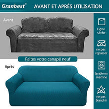 Granbest - Copridivano estensibile in tessuto jacquard 1 pezzo per divano 4 posti con braccioli, rivestimento per divano (4 posti, blu/verde)