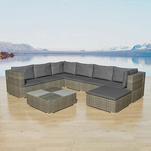 Tidyard Set Divani da Giardino, Set Divano Esterno 24 pz in Polirattan Grigio