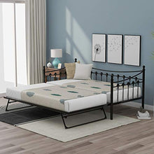 jeerbly Daybed - Letto per gli ospiti, in metallo, con letto allungabile, per camera degli ospiti, per camera dei bambini, colore nero (190 x 90 cm)
