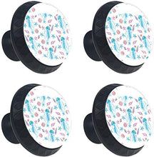 Meduse blu dell'acquerello e conchiglie Pomelli per Porta Set di 4 Pomelli per Mobili Manopole per Cassetti Cucina Armadio Vetro