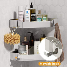 Tribesigns - Mensola angolare per doccia, senza foratura, per il bagno, in acciaio inox, 2 pezzi, colore: argento