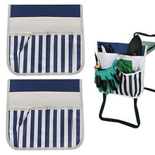 Eddwiin 2PCS Sgabello da Giardino per Sgabello da Giardino Borsa da Appendere Custodia in Tessuto Oxford Durevole(Strisce Blu e Bianche)